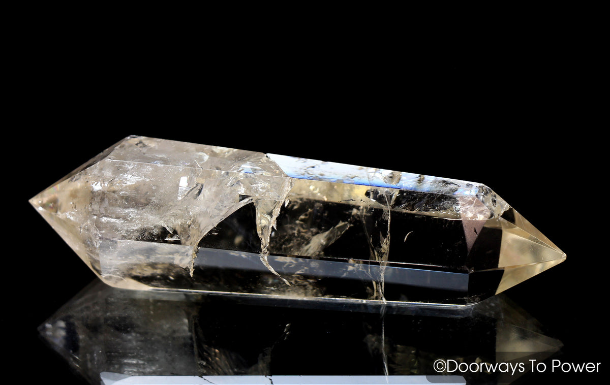 John of God Citrine Double Terminated Casa Quartz Crystal Wand w/ Rainbows
