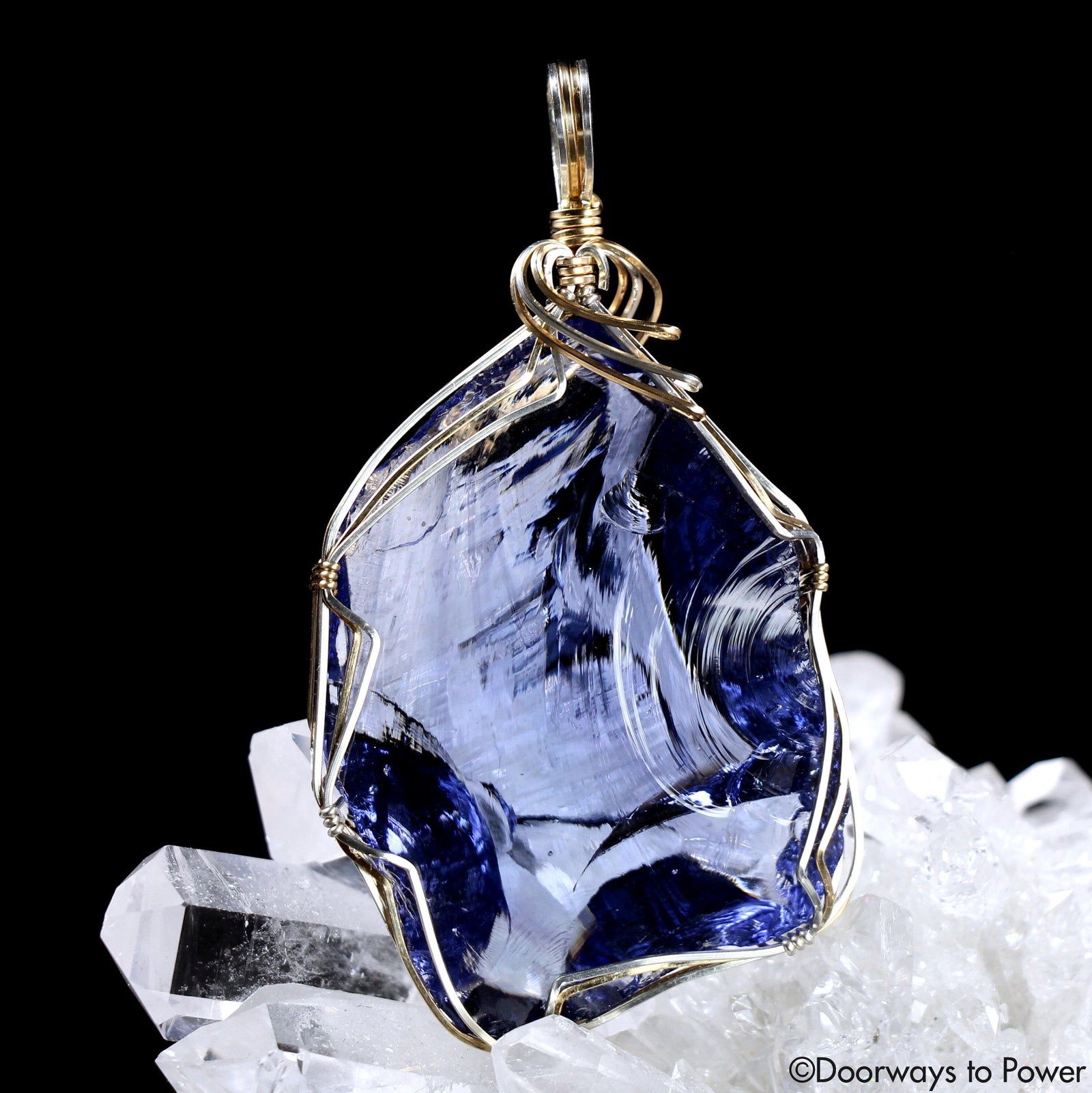 Sovereign Amethyst Andara Crystal Pendant 14k & .925 SS Combo