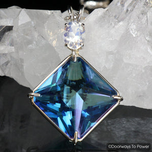 Aqua Aura Magician Stone Pendant & Blue Flash Moonstone