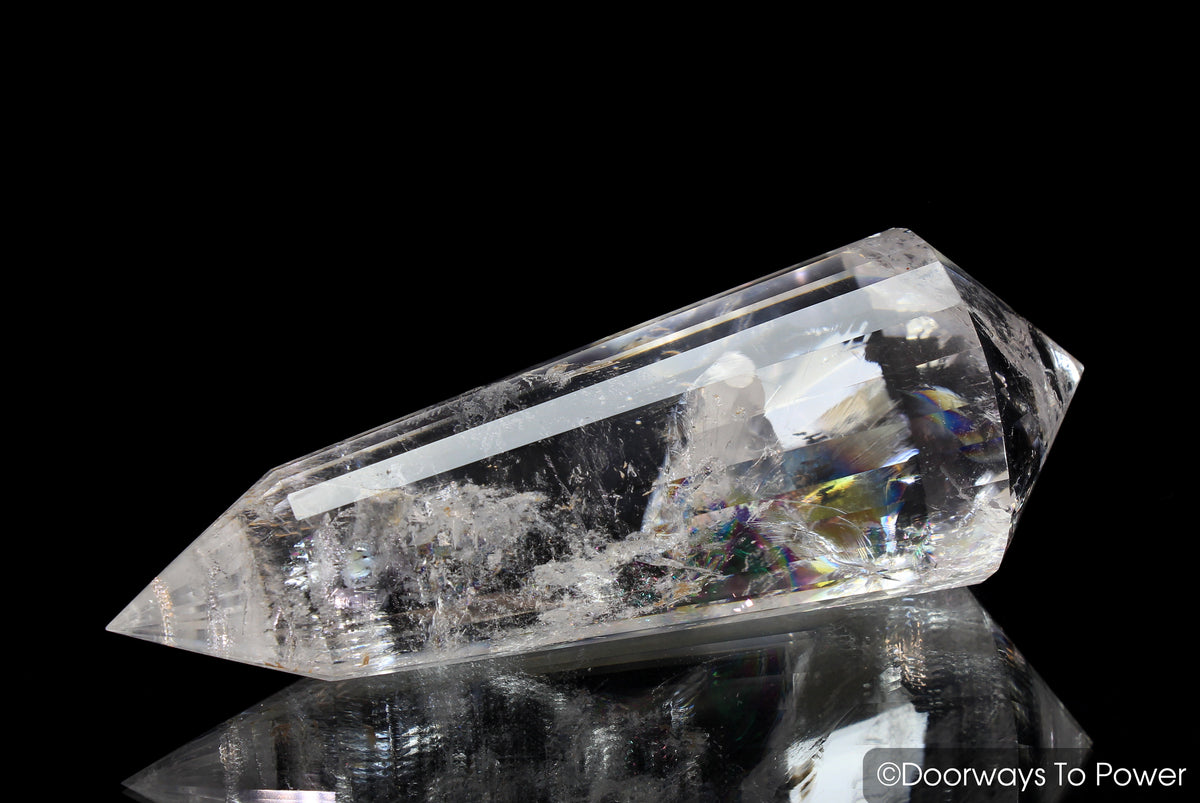 John of God Crystal 24 Sided Vogel Healing Quartz Wand 'Rainbow Warrior'  (RESERVED FOR NP)