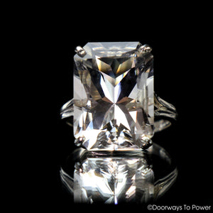 John of God Quartz Casa Crystal Faceted Gemstone Ring .925 SS