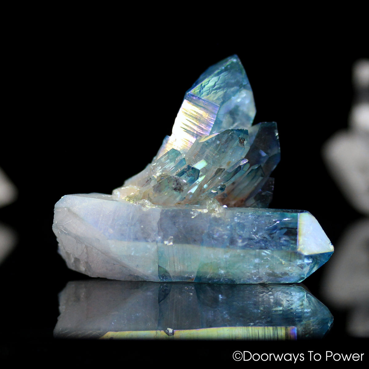 Aqua Aura Quartz Crystal Cluster Tantra Twin Record Keeper