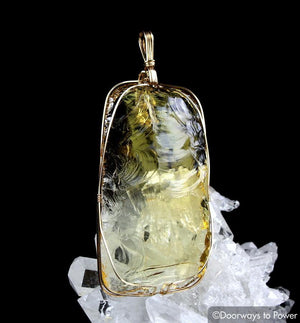 Lemurian Etherium Gold Andara Crystal Pendant 14k 'Light Essence'