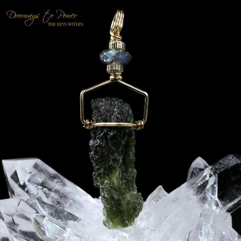 Moldavite Pendant with Labradorite