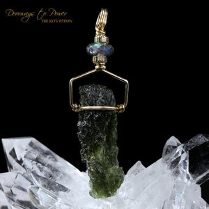 Moldavite Pendant with Labradorite