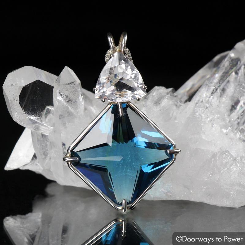 Tibetan Blue Obsidian & Phenacite Magician Stone Pendant