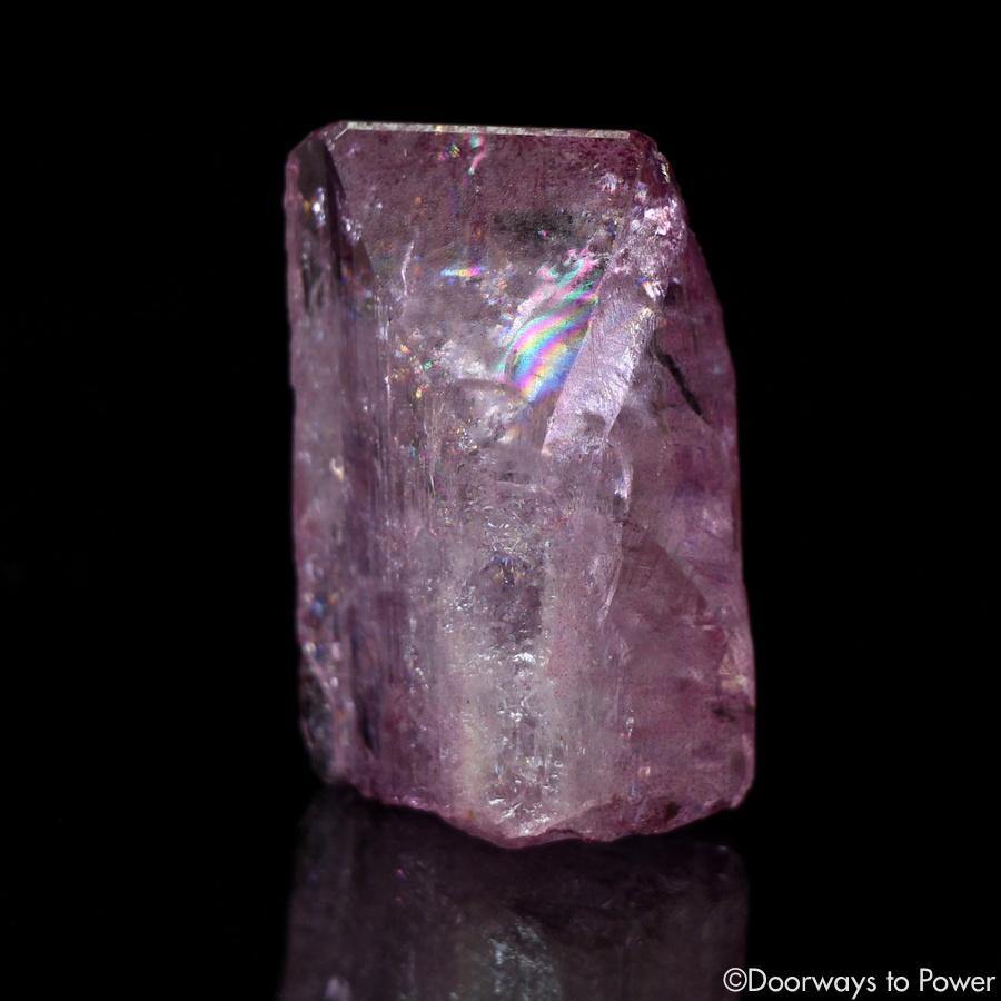 Rose Aura Danburite Quartz Crystal Point w/ Rainbows