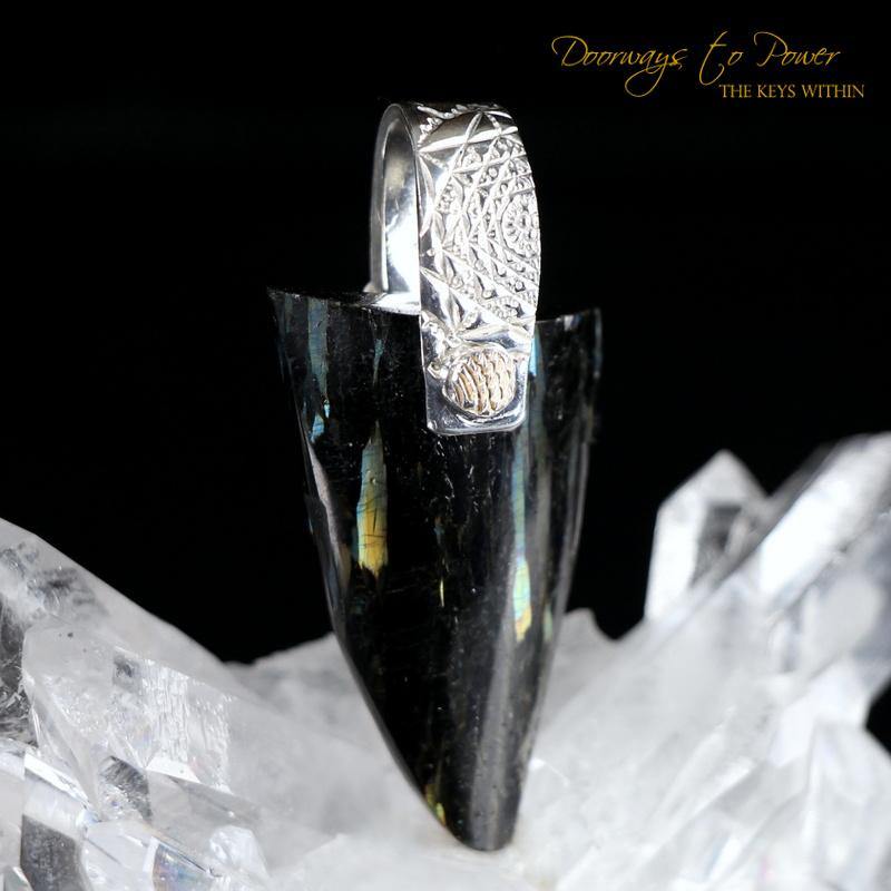 Nuummite Light Language Crystal Pendant