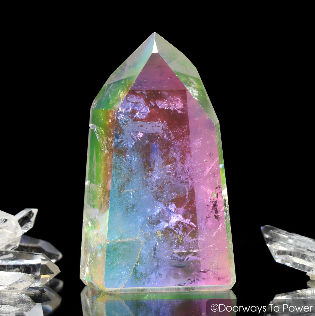 Angel Aura Lemurian Phantom Quartz Crystal Point (Polished)