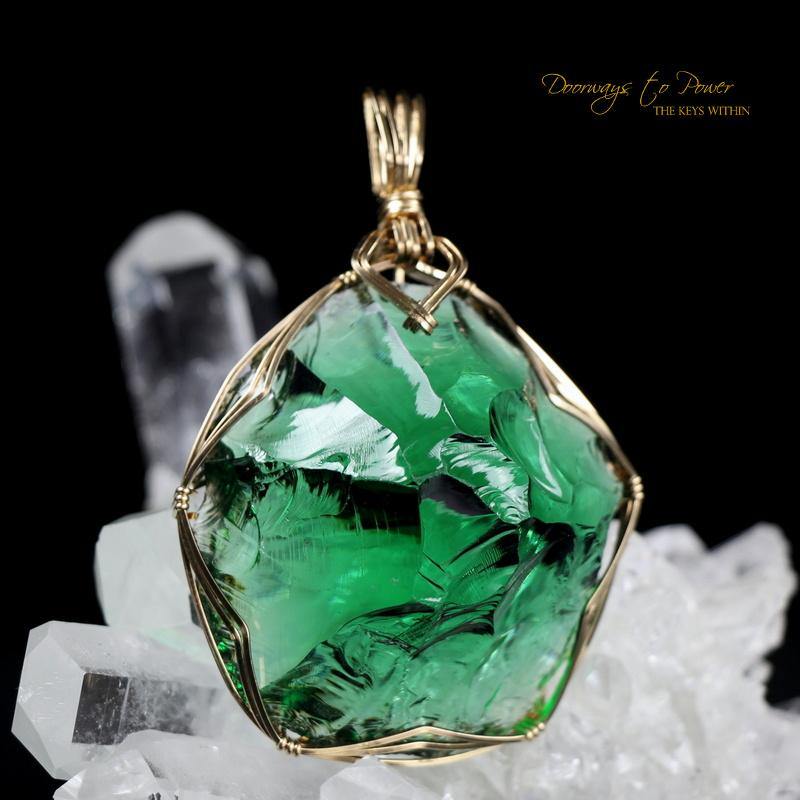 Emerald Green Andara Crystal Pendant 14k