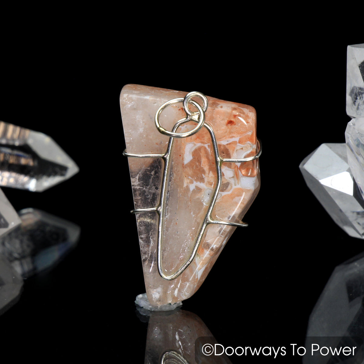 Pink Fire Azeztulite Crystal Pendant .925 SS