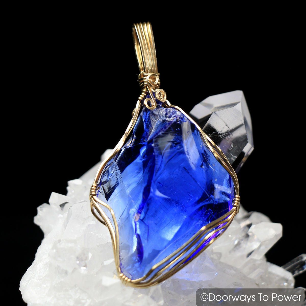 Tanzanite Fire Andara Crystal Pendant 14k Gold 