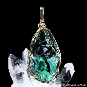 Thoth the Atlantean Emerald Green Andara Crystal Pendant 14k