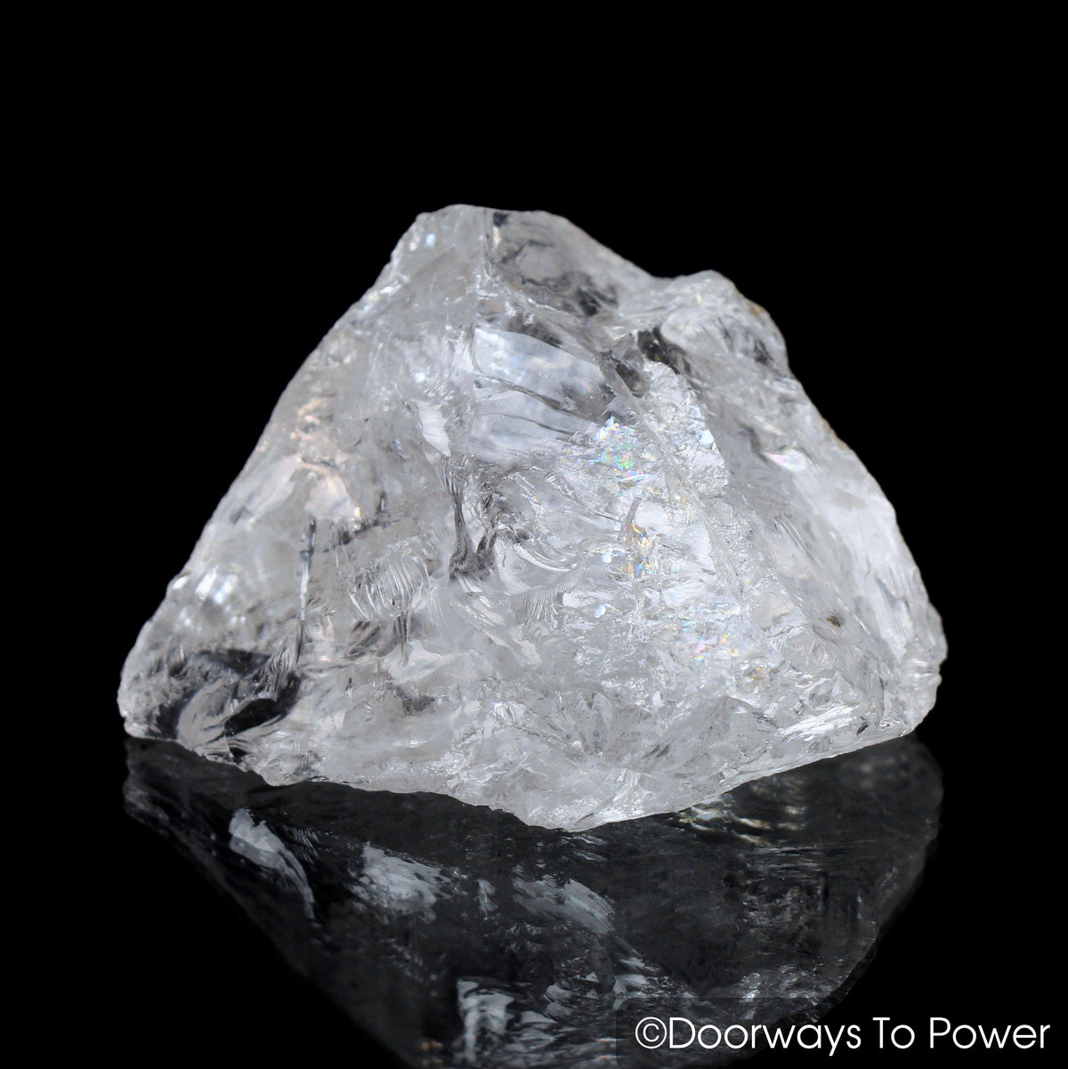 Satyaloka Azeztulite Quartz Crystal with Record Keeper + Rainbows