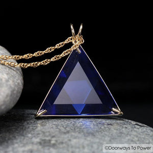 14k Gold Star of David Vogel Crystal Pendant Necklace 