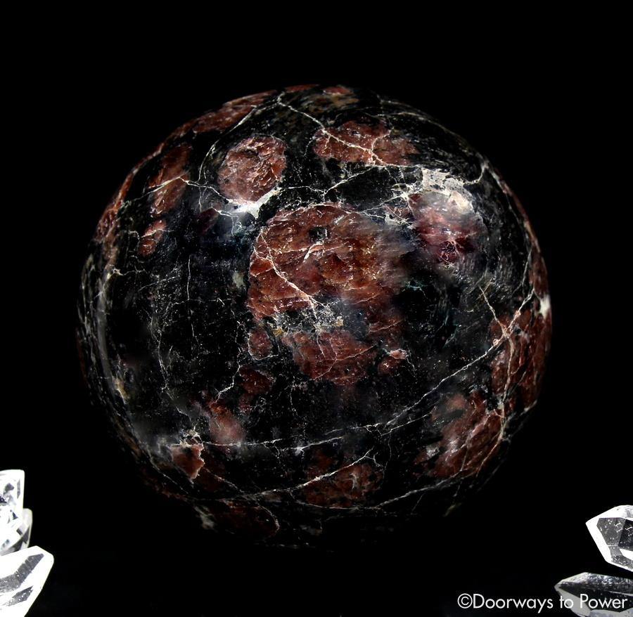 Red Ruby Black Tourmaline Crystal Sphere