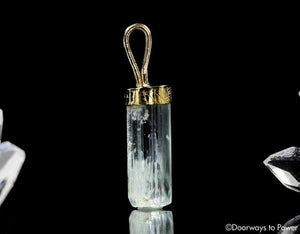 Aquamarine Crystal Pendant 14k Gold 'Mastery Series'