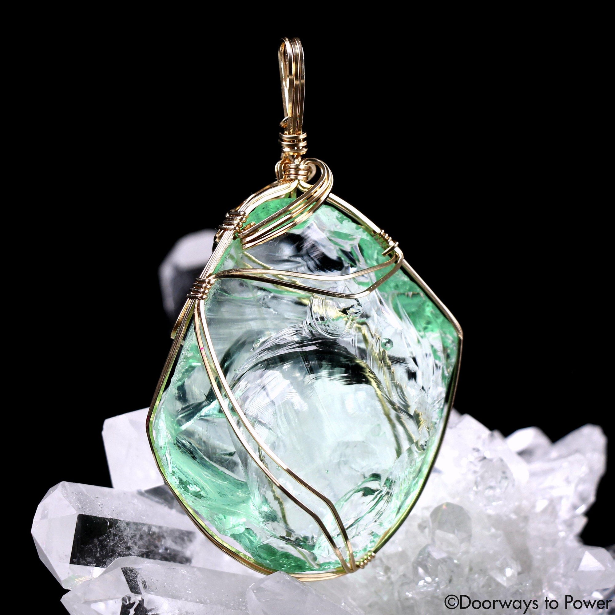 Pleiadian ET Star Elder Andara Crystal Pendant 14k Gold