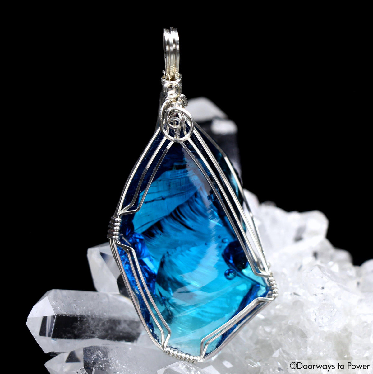 Electric Blue Atlantean Andara Crystal Pendant .925 'Emissaries of the Light'