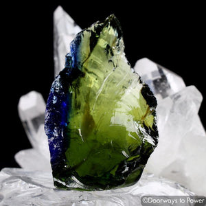 Rare Bi color Terra Olive & Tanzanite Fire Monatomic Andara Crystal