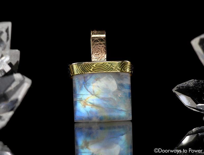 Rainbow Moonstone Pendant 14k Gold 'Mastery Series'