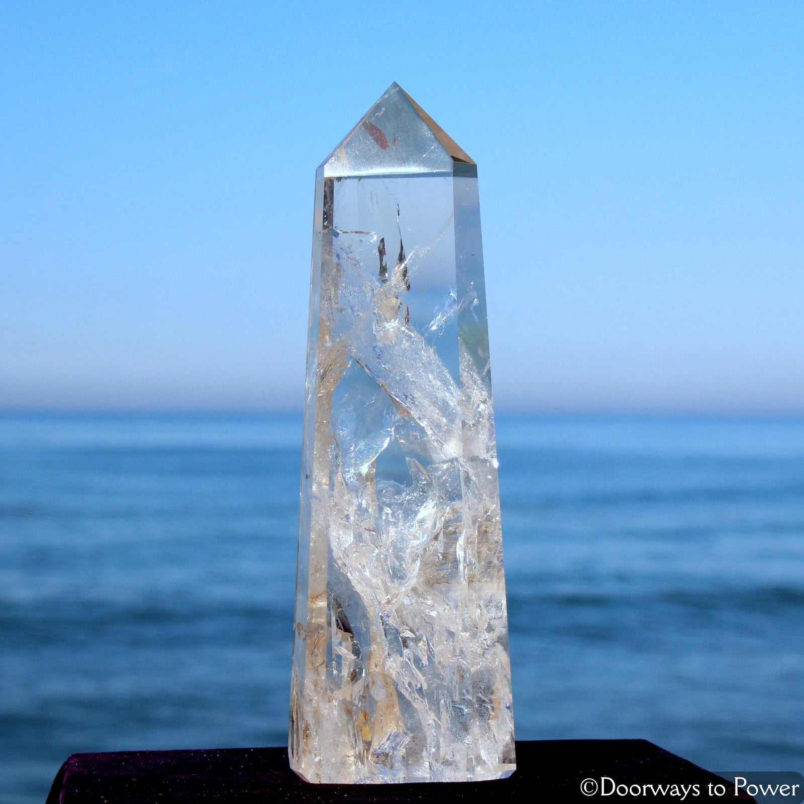 Exquisite Clear Quartz Manifest Spirit Isis Crystal Point w/ Rainbows