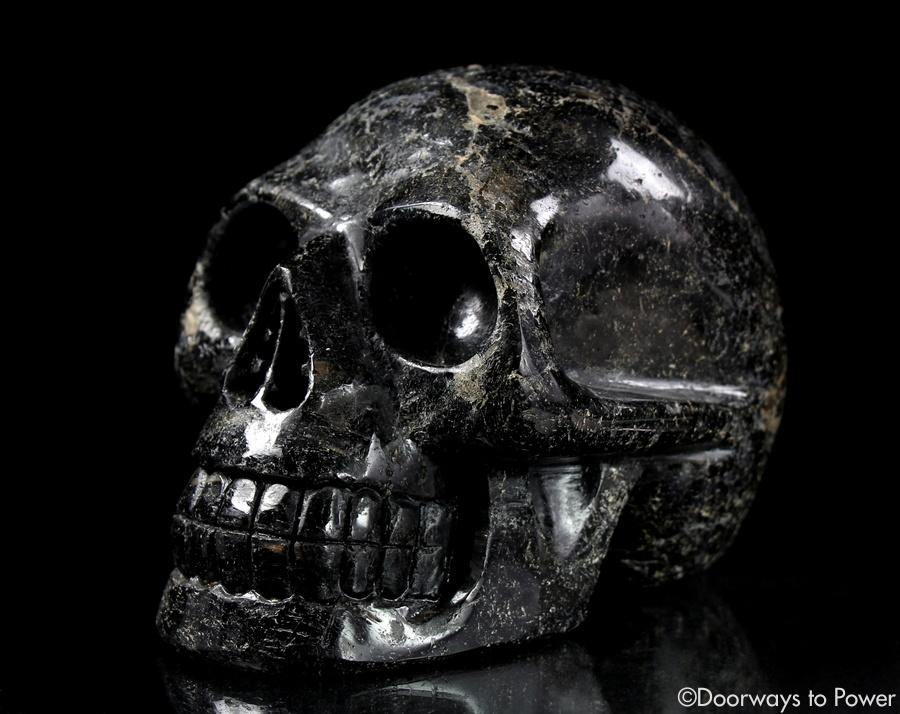 Ancient XL Nuummite Crystal Skull Rare 3 Billion Years Old