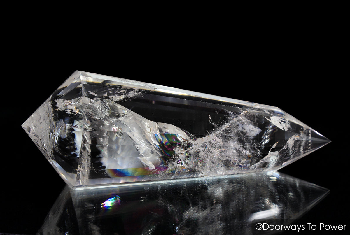 John of God Crystal 24 Sided Vogel Healing Quartz Wand 'Rainbow Warrior'  (RESERVED FOR NP)