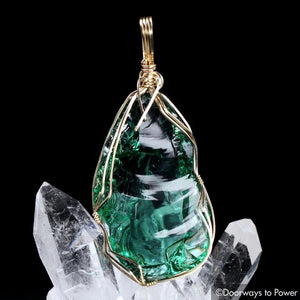 Thoth the Atlantean Emerald Green Andara Crystal Pendant 14k