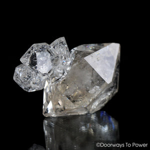 Herkimer Diamond Double Terminated Crystal with Sunken Record Keeper 'Traveler'