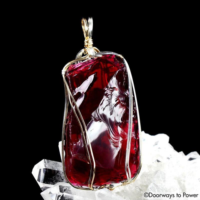 Raspberry Forte Veritas Andara 14k Gold Pendant 'Go Further'