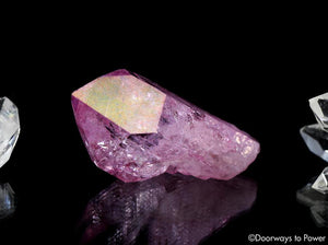 Rose Aura Lemurian Quartz Crystal with Rainbows