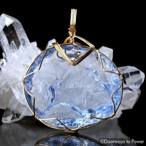 Lady Nellie Blue Andara Crystal Pendant 14k 'Blue Flame'
