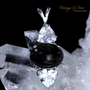 Nuummite Satyaloka Azeztulite Crystal Pendant 