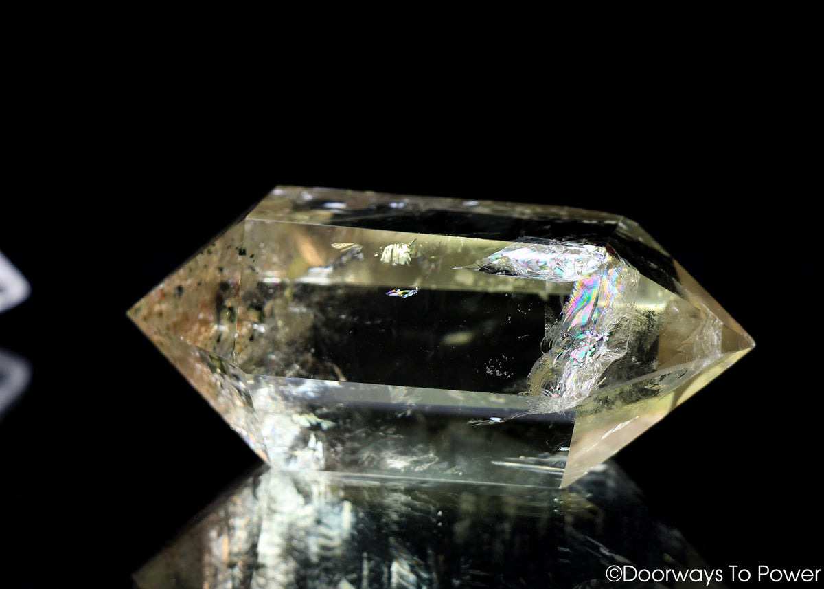 John of God Crystal Citrine Double Terminated Quartz Casa Crystal w/ Rainbows