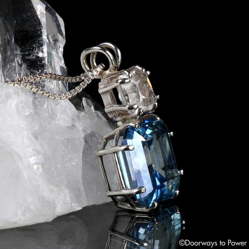 Aqua Aura Quartz & Phenacite Earth Heart Crystal Pendant