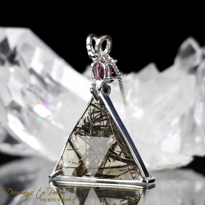 Tourmalinated Quartz Garnet Star of David Pendant