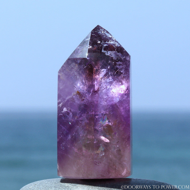 Indigo Amethyst John of God Quartz Channeling Crystal Point