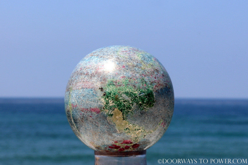 Spectacular Rare 3.7" RUBY KYANITE EMERALD sphere - Collectors Quality