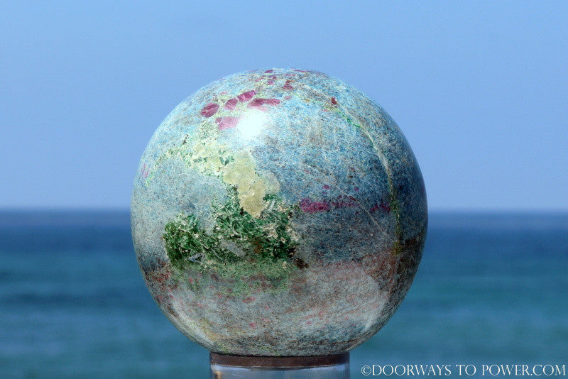 Spectacular Rare 3.7" RUBY KYANITE EMERALD sphere - Collectors Quality