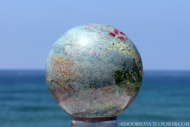 Spectacular Rare 3.7" RUBY KYANITE EMERALD sphere - Collectors Quality