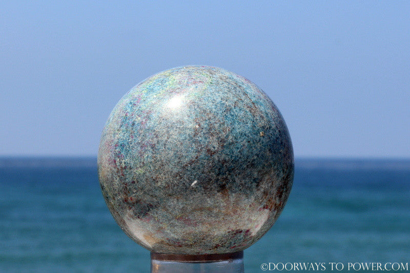 Spectacular Rare 3.7" RUBY KYANITE EMERALD sphere - Collectors Quality