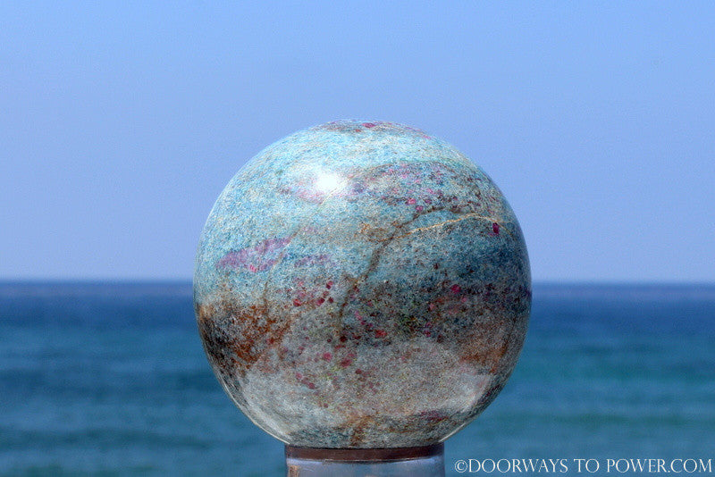 Spectacular Rare 3.7" RUBY KYANITE EMERALD sphere - Collectors Quality