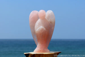 Big 4" Rose Quartz Crystal Angel Hand Carved