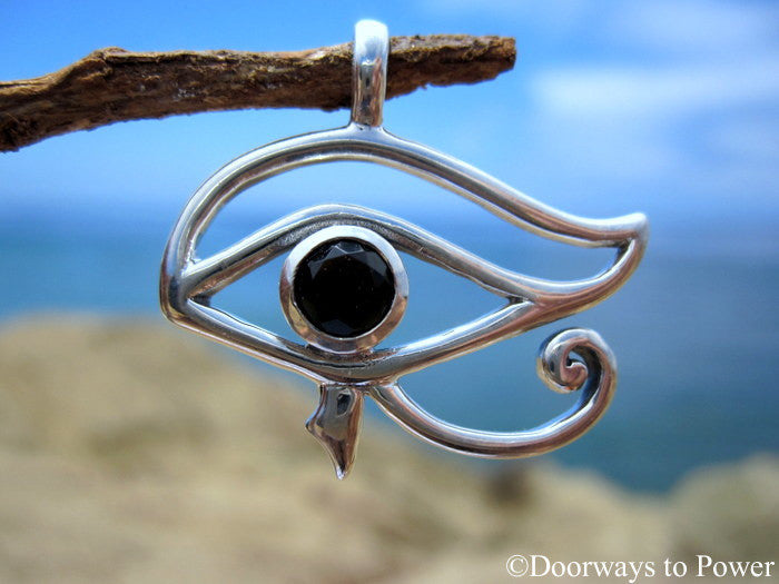 Indochinite Tektite Eye of Horus Pendant .925 SS