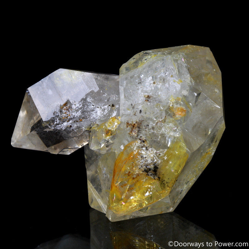 Rare 2.43" Golden Citrine Herkimer Diamond Record Keeper Tantric Twin Crystal