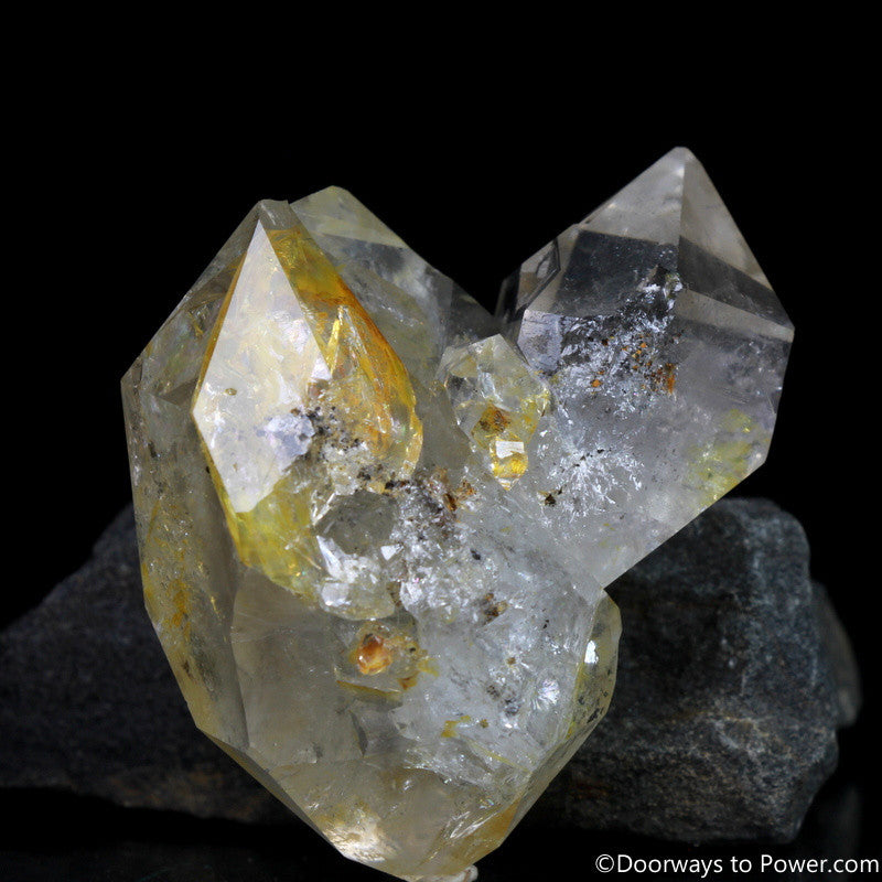 Rare 2.43" Golden Citrine Herkimer Diamond Record Keeper Tantric Twin Crystal