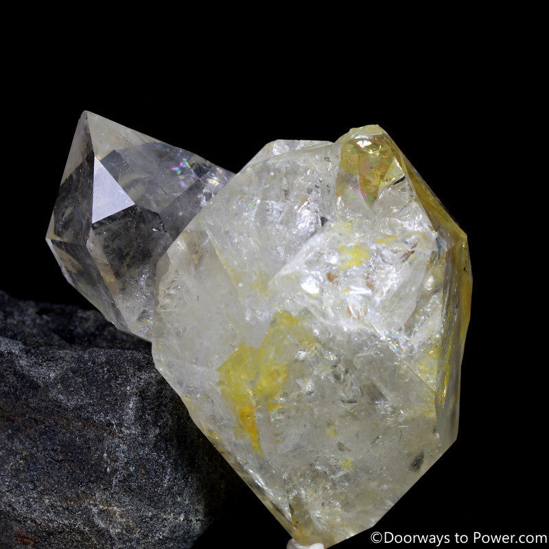 Rare 2.43" Golden Citrine Herkimer Diamond Record Keeper Tantric Twin Crystal