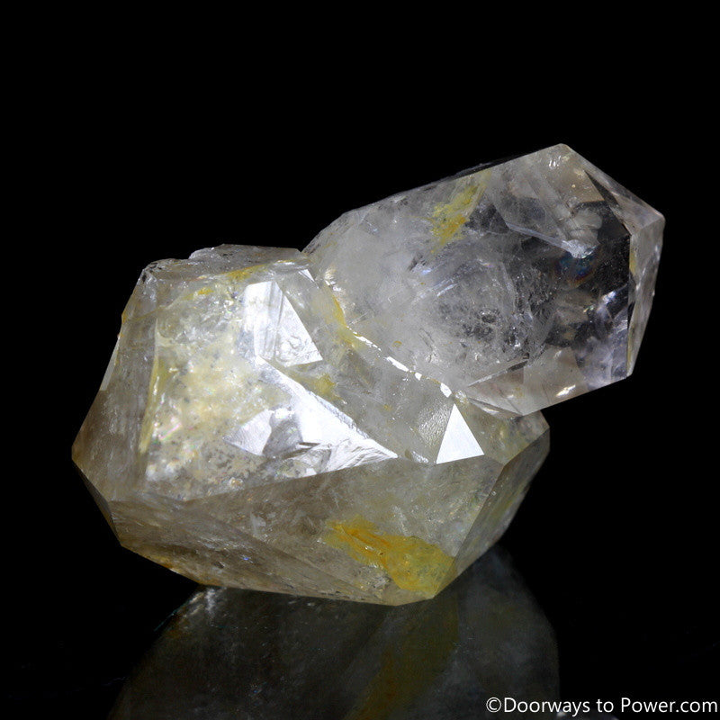 Rare 2.43" Golden Citrine Herkimer Diamond Record Keeper Tantric Twin Crystal