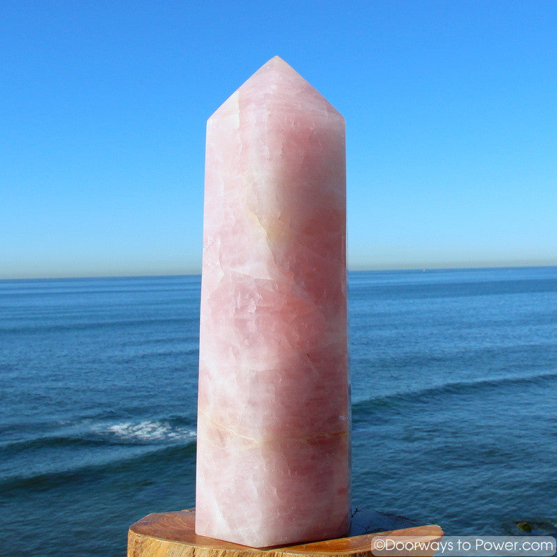 Graceful 15.5" John of God Rose Quartz Generator Crystal Point 21 lbs